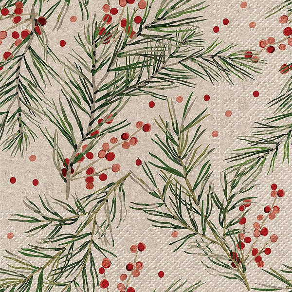 Lunch Napkins | Holly Berries & Pine