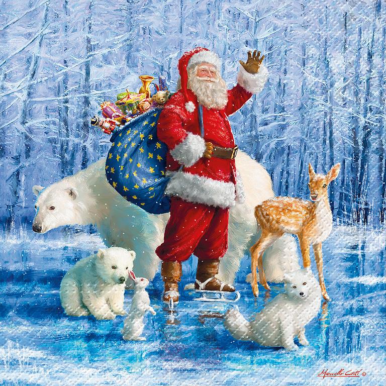 Santa With Animals Napkins