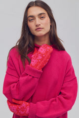 Folk Mitten | Pink & Red
