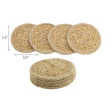 4pc Round Seagrass & Jute Coasters | Natural
