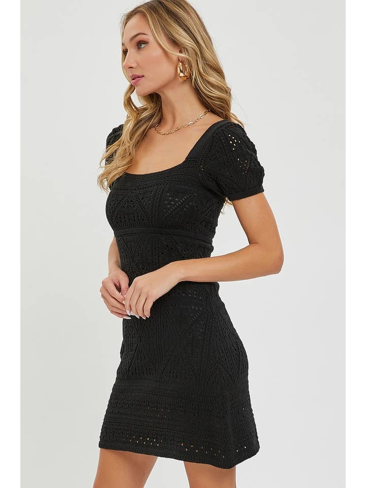 Taylor Crochet Dress | Black