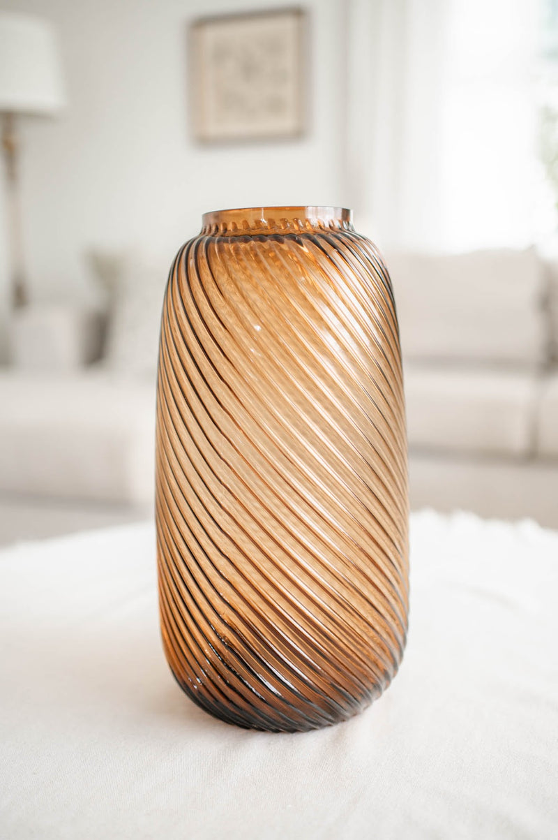 Brown Swirl Barrel Vase | Large