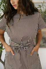 Winona Wrap Dress | Espresso Stripe