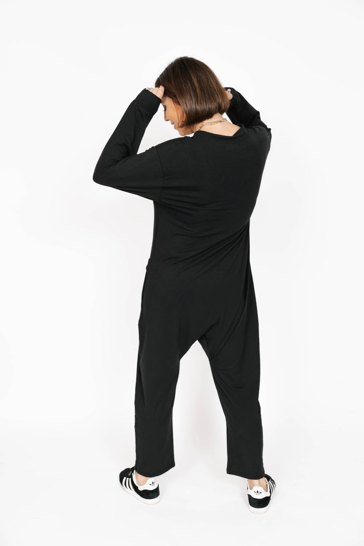 Abigael Long Sleeve Romper | Black