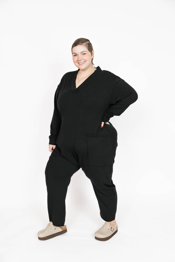 Abigael Long Sleeve Romper | Black