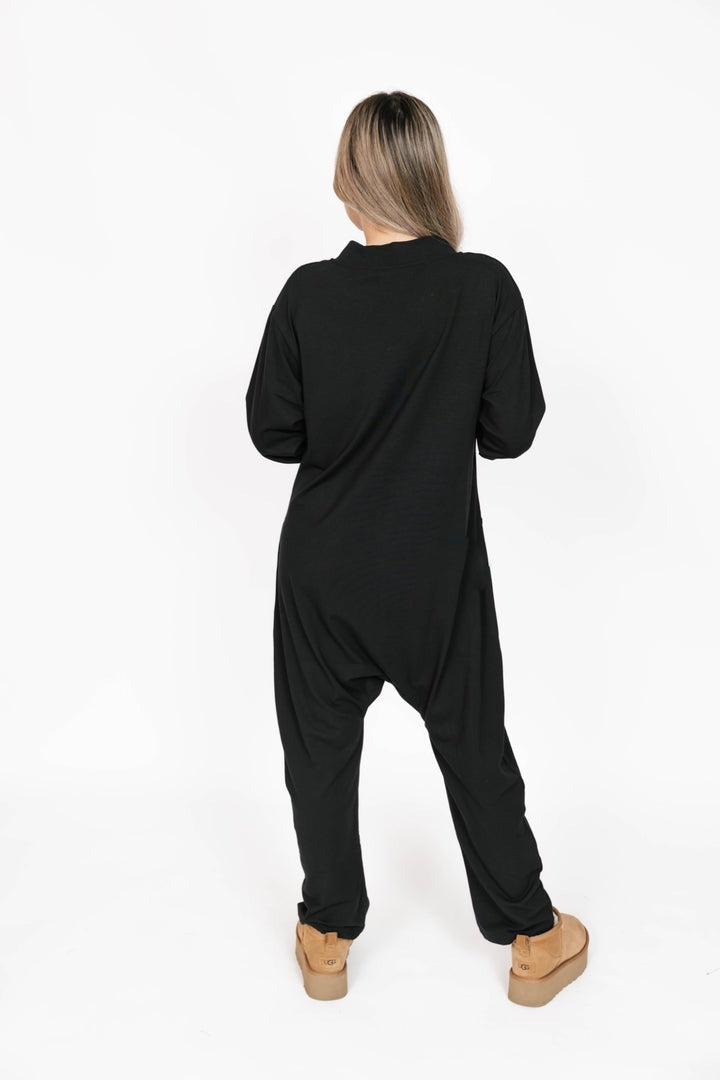 Abigael Long Sleeve Romper | Black