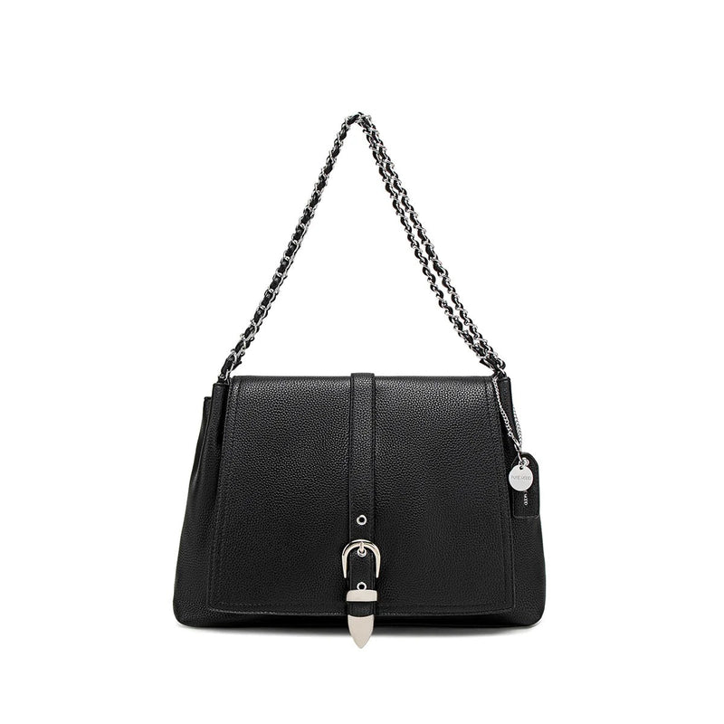 Aria Shoulder Bag | Black Pebbled