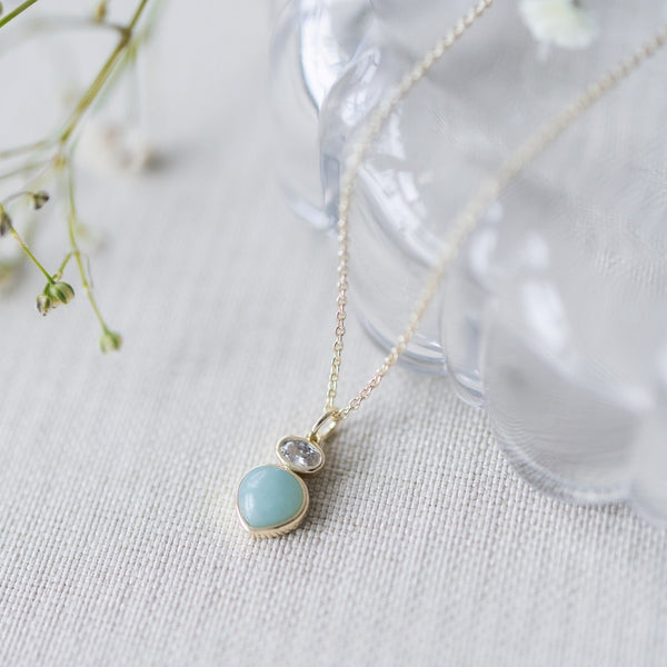 Anastasia Necklace | Gold/Amazonite