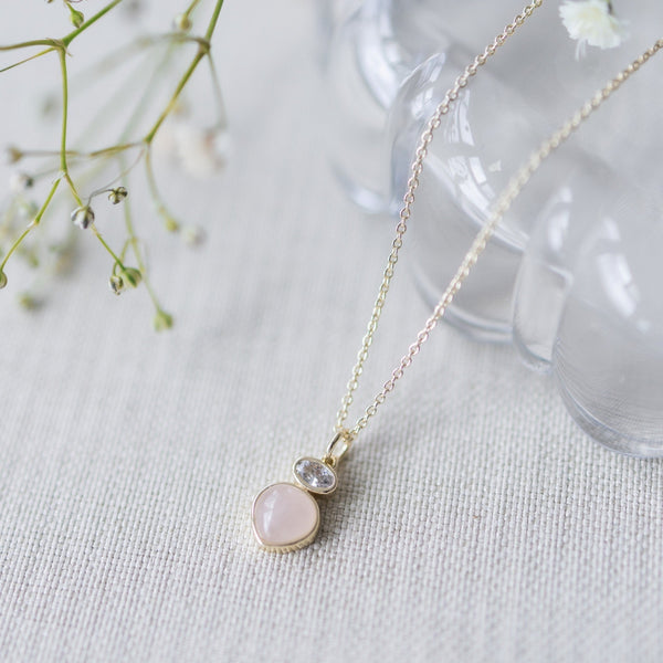 Anastasia Necklace | Gold/Rose Quartz