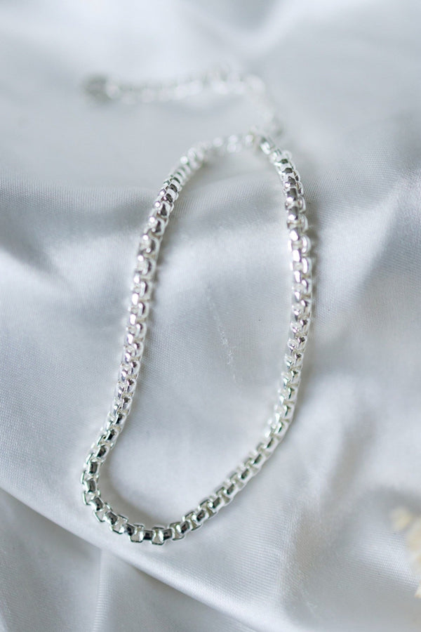 Cord Link Anklet | Silver