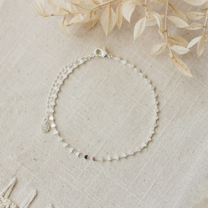 Heart Anklet | Silver