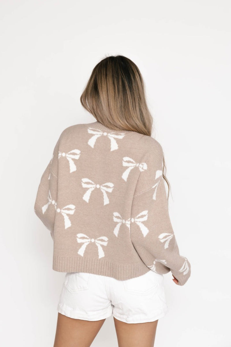 Bow Cardigan | Oatmeal