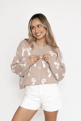 Bow Cardigan | Oatmeal