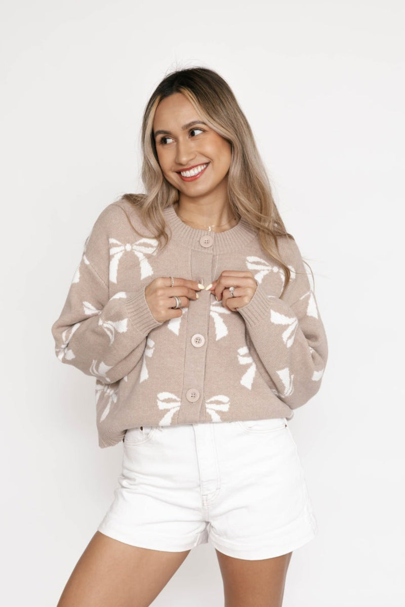 Bow Cardigan | Oatmeal