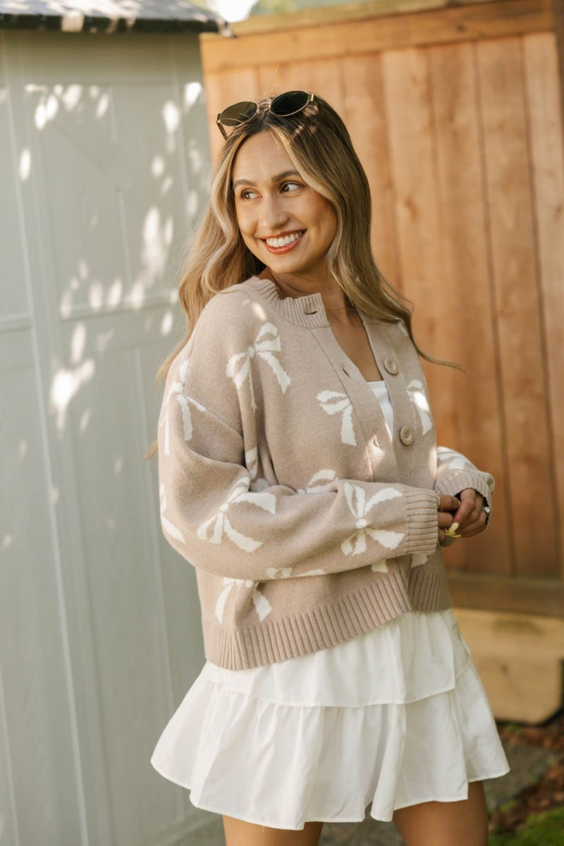 Bow Cardigan | Oatmeal
