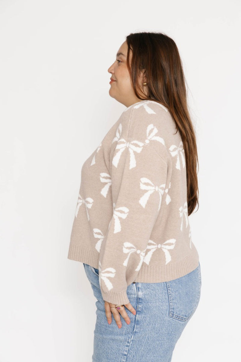 Bow Cardigan | Oatmeal