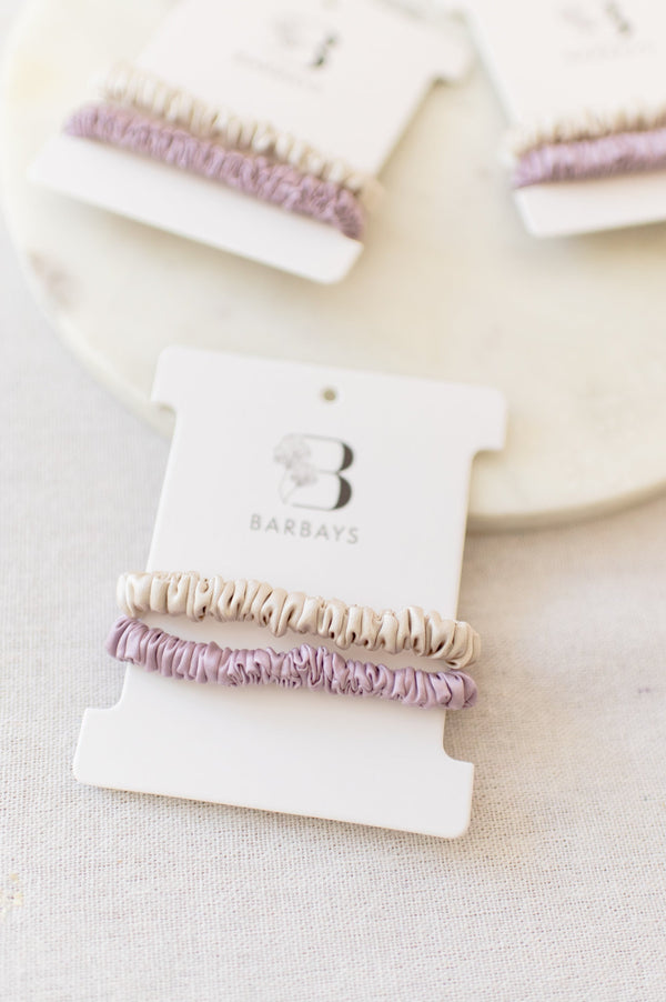 Barbays 2 Pack Silk Hair Ties | Champagne & Lavender