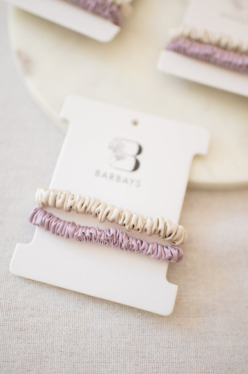 Barbays 2 Pack Silk Hair Ties | Champagne & Lavender