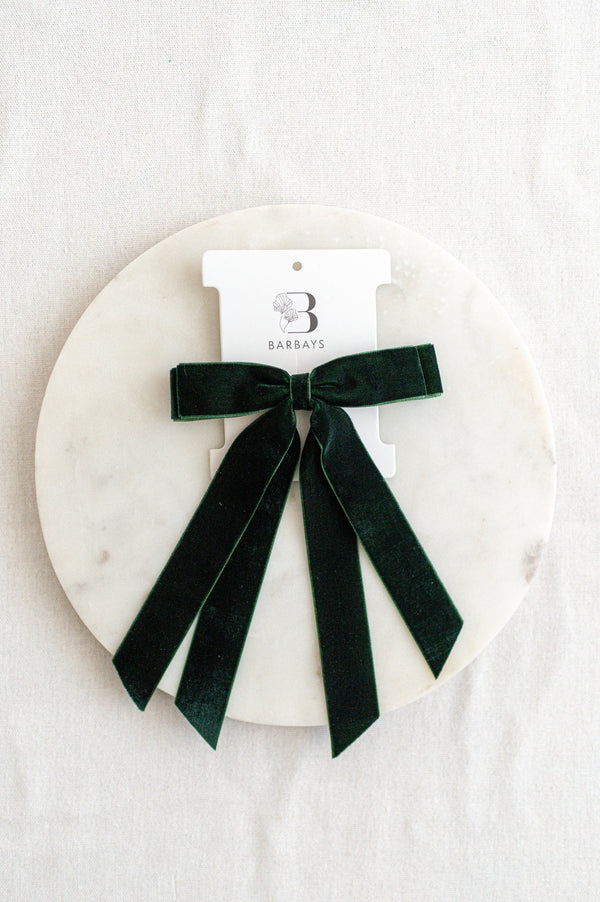 Windsor Flats Velvet Bow | Emerald Green