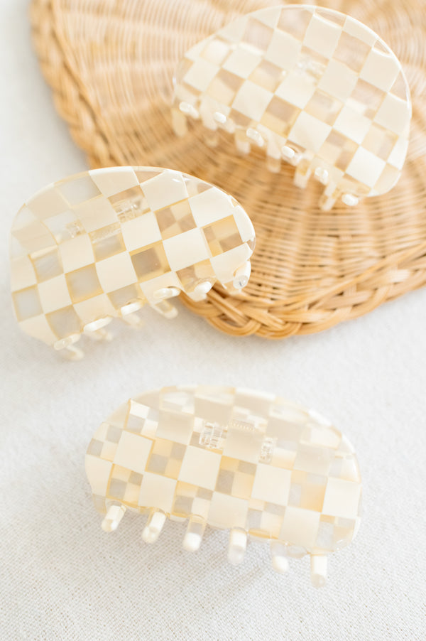 Barbays Checkered Clip | Clearly Ivory