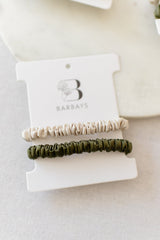 Barbays 2 Pack Silk Hair Ties | Champagne & Hunter Green