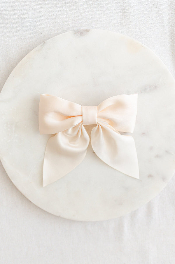 Barbays Matte Satin Bow | Ivory