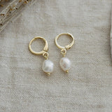 Bitsy Hoops | Gold White Pearl