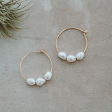 Brooklin Hoops | Gold/White Pearl