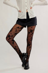 Flocked Floral Tight | Black Combo