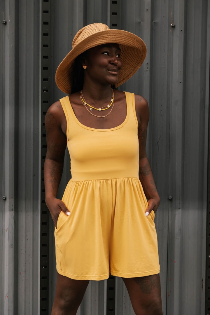 Camille Shorty Romper | Yellow - FINAL SALE