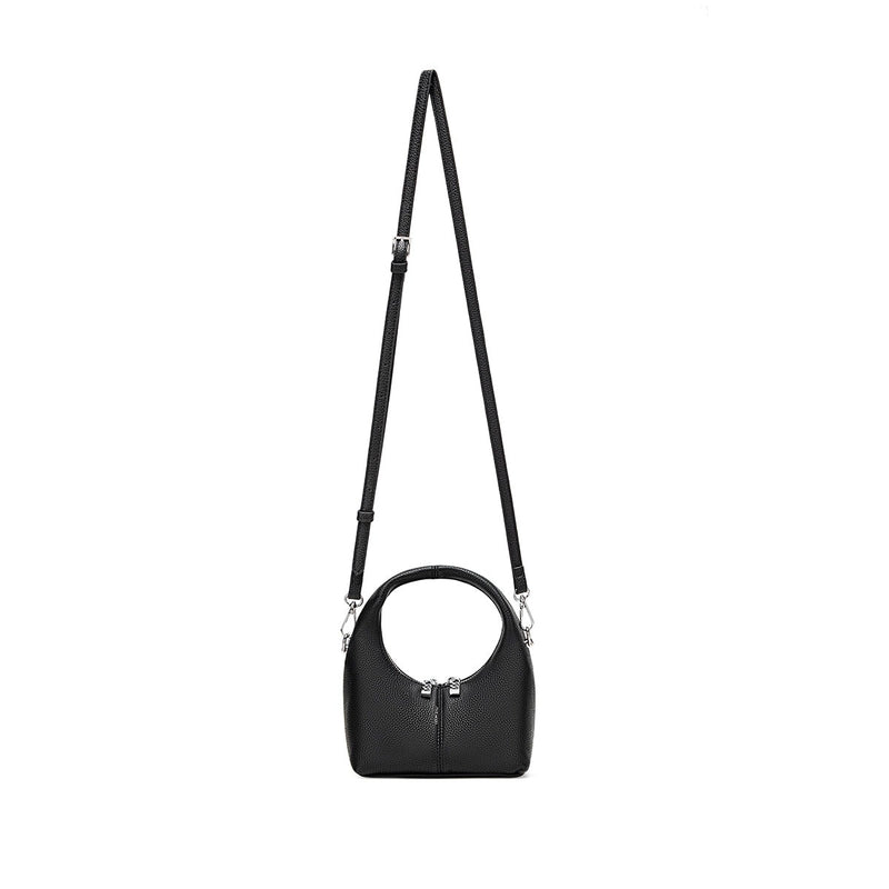 Circle Crossbody Bag | Black Pebble