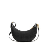 Crescent Crossbody Bag | Black Pleated