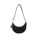 Crescent Crossbody Bag | Black Pleated