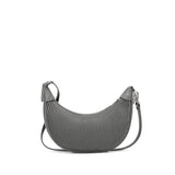 Crescent Crossbody Bag | Grey Pleated