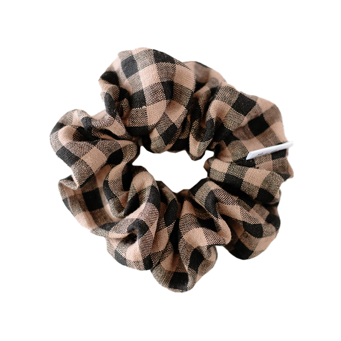 Barbays Scrunchie | Cafe Mocha Gingham Check