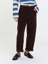 Villa Drawstring Barrel Leg Pant | Chocolate