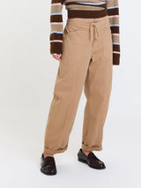 Villa Drawstring Barrel Leg Pant | Latte