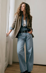 The Show Off High Rise Bowed Denim | Indigo Bloom