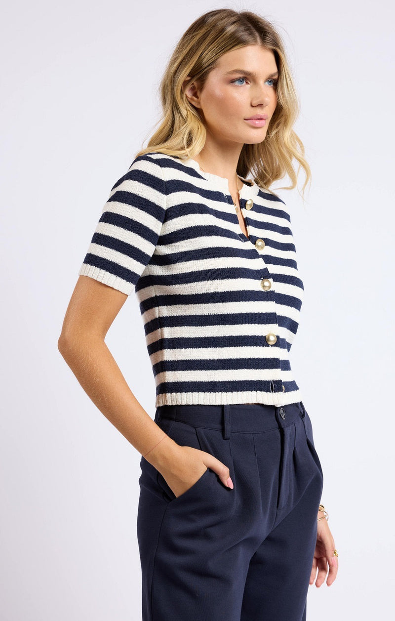 Daphne Striped Button Cardigan