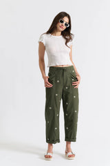 Villa Drawstring Barrel Leg Pant | Daisy Green