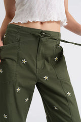 Villa Drawstring Barrel Leg Pant | Daisy Green