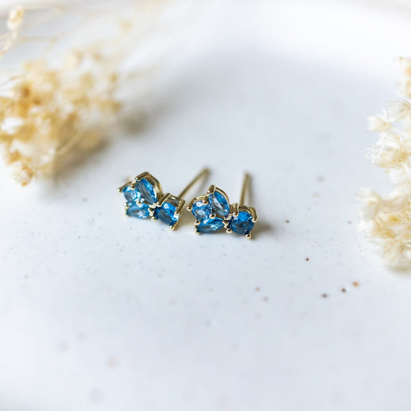 Deco Studs | Gold/Sky Blue