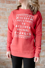 Merry Christmas Sweatshirt | Cranberry Heather