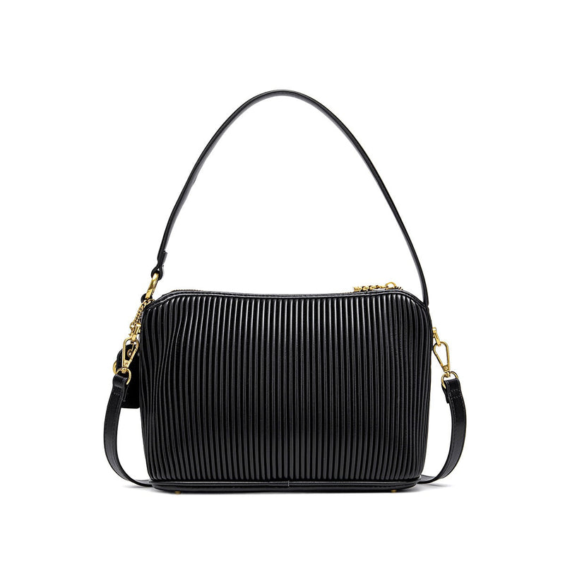 Ella Shoulder Bag | Black Pleated