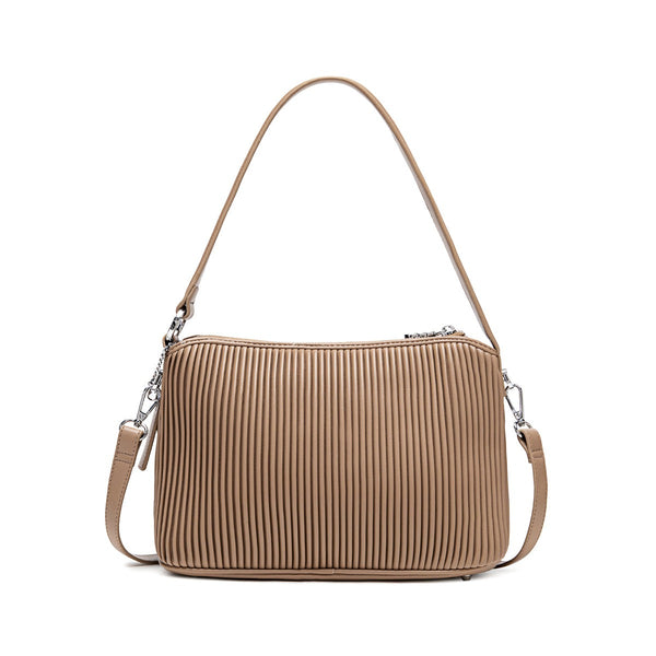 Ella Shoulder Bag | Latte Pleated