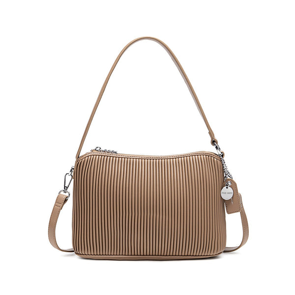 Ella Shoulder Bag | Latte Pleated