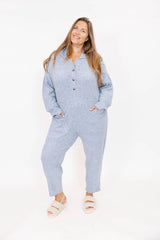 Florence Cable Knit Romper | Blue