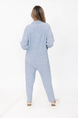 Florence Cable Knit Romper | Blue