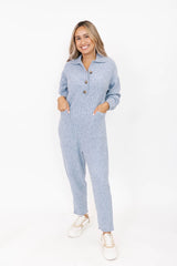 Florence Cable Knit Romper | Blue