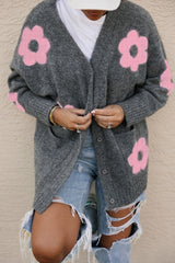 Flora Cardigan | Charcoal Pink Combo